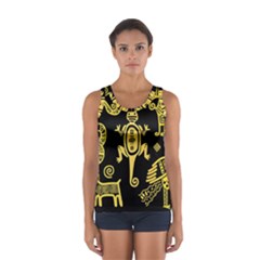 Mexican Culture Golden Tribal Icons Sport Tank Top  by Apen