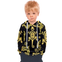 Mexican Culture Golden Tribal Icons Kids  Overhead Hoodie by Apen