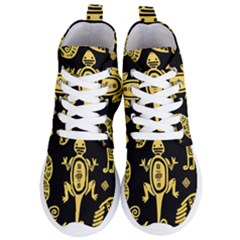 Mexican Culture Golden Tribal Icons Women s Lightweight High Top Sneakers by Apen