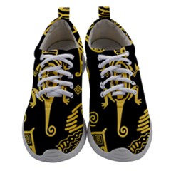 Mexican Culture Golden Tribal Icons Women Athletic Shoes by Apen