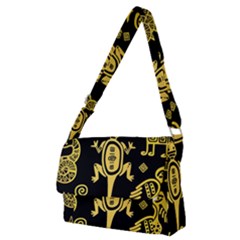 Mexican Culture Golden Tribal Icons Full Print Messenger Bag (m) by Apen