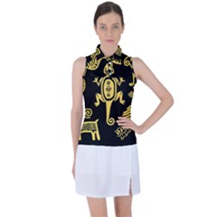 Mexican Culture Golden Tribal Icons Women s Sleeveless Polo T-shirt by Apen