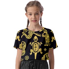 Mexican Culture Golden Tribal Icons Kids  Basic T-shirt