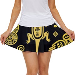 Mexican Culture Golden Tribal Icons Women s Skort by Apen