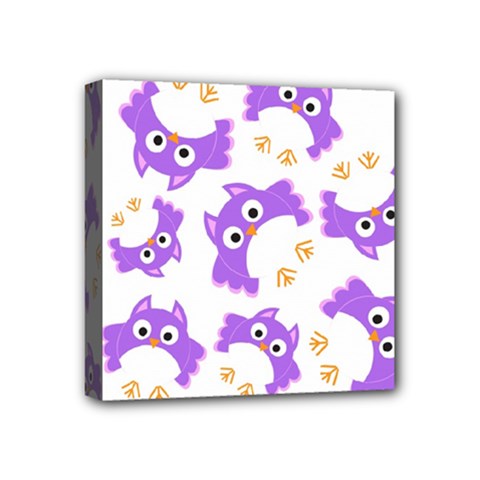 Purple Owl Pattern Background Mini Canvas 4  X 4  (stretched) by Apen