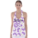 Purple Owl Pattern Background Tie Back Tankini Top View1