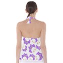 Purple Owl Pattern Background Tie Back Tankini Top View2