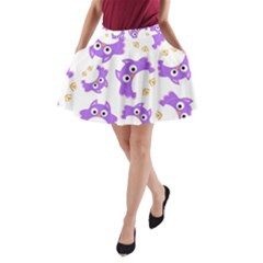 Purple Owl Pattern Background A-line Pocket Skirt by Apen