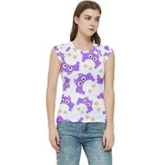 Purple Owl Pattern Background Women s Raglan Cap Sleeve T-shirt by Apen