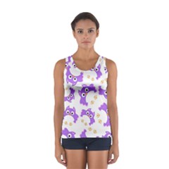 Purple Owl Pattern Background Sport Tank Top  by Apen