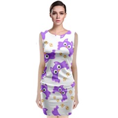 Purple Owl Pattern Background Classic Sleeveless Midi Dress by Apen