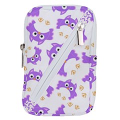 Purple Owl Pattern Background Belt Pouch Bag (large) by Apen