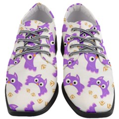 Purple Owl Pattern Background Women Heeled Oxford Shoes by Apen