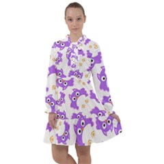 Purple Owl Pattern Background All Frills Chiffon Dress by Apen