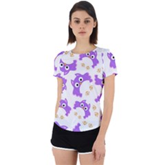 Purple Owl Pattern Background Back Cut Out Sport T-shirt by Apen