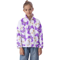 Purple Owl Pattern Background Kids  Half Zip Hoodie by Apen