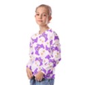 Purple Owl Pattern Background Kids  Long Sleeve T-Shirt with Frill  View2