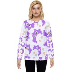 Purple Owl Pattern Background Hidden Pocket Sweatshirt by Apen