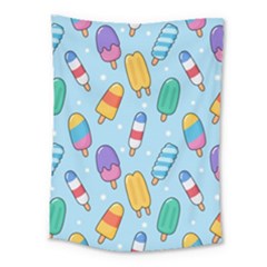 Cute Kawaii Ice Cream Seamless Pattern Medium Tapestry