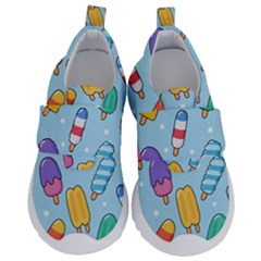 Cute Kawaii Ice Cream Seamless Pattern Kids  Velcro No Lace Shoes by Apen