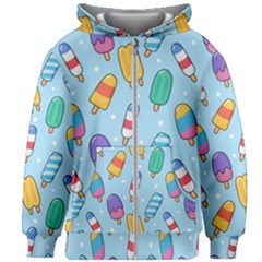 Cute Kawaii Ice Cream Seamless Pattern Kids  Zipper Hoodie Without Drawstring by Apen