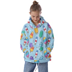 Cute Kawaii Ice Cream Seamless Pattern Kids  Oversized Hoodie by Apen