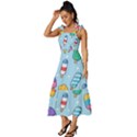 Cute Kawaii Ice Cream Seamless Pattern Tie-Strap Tiered Midi Chiffon Dress View2