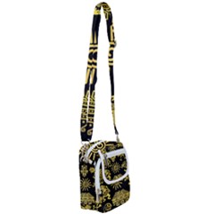 Maya Style Gold Linear Totem Icons Shoulder Strap Belt Bag by Apen