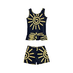 Maya Style Gold Linear Totem Icons Kids  Boyleg Swimsuit by Apen