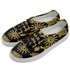 Maya Style Gold Linear Totem Icons Women s Classic Low Top Sneakers by Apen