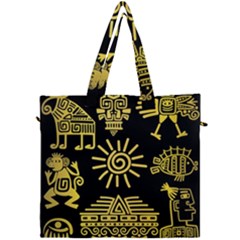 Maya Style Gold Linear Totem Icons Canvas Travel Bag by Apen