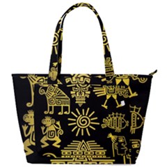 Maya Style Gold Linear Totem Icons Back Pocket Shoulder Bag  by Apen