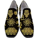 Maya Style Gold Linear Totem Icons Women Slip On Heel Loafers View1