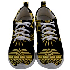 Maya Style Gold Linear Totem Icons Mens Athletic Shoes by Apen