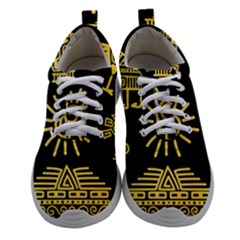 Maya Style Gold Linear Totem Icons Women Athletic Shoes by Apen