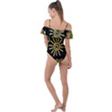 Maya Style Gold Linear Totem Icons Frill Detail One Piece Swimsuit View2