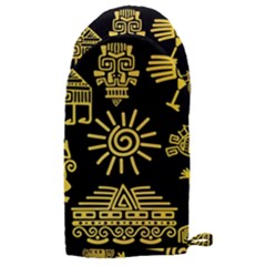 Maya Style Gold Linear Totem Icons Microwave Oven Glove by Apen