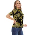 Maya Style Gold Linear Totem Icons Women s Short Sleeve Double Pocket Shirt View2