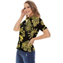 Maya Style Gold Linear Totem Icons Women s Short Sleeve Double Pocket Shirt View3