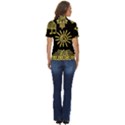 Maya Style Gold Linear Totem Icons Women s Short Sleeve Double Pocket Shirt View4