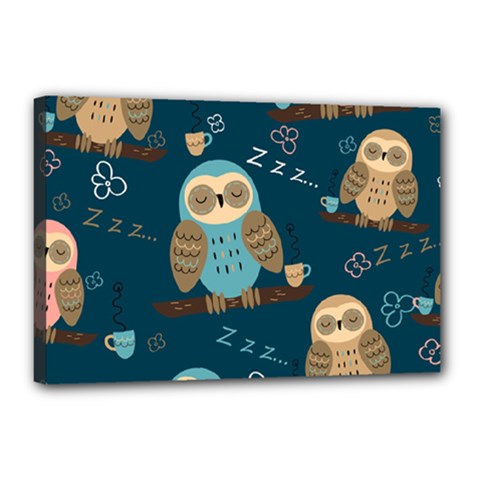 Seamless Pattern Owls Dreaming Canvas 18  X 12  (stretched) by Apen