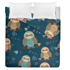 Seamless Pattern Owls Dreaming Duvet Cover Double Side (queen Size) by Apen