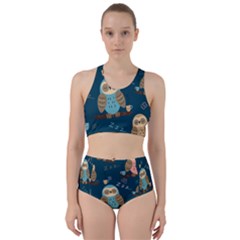 Seamless Pattern Owls Dreaming Racer Back Bikini Set by Apen