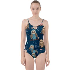 Seamless Pattern Owls Dreaming Cut Out Top Tankini Set by Apen