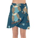 Seamless Pattern Owls Dreaming Wrap Front Skirt View1