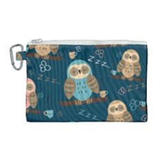 Seamless Pattern Owls Dreaming Canvas Cosmetic Bag (large) by Apen