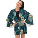 Seamless Pattern Owls Dreaming Long Sleeve Kimono View1