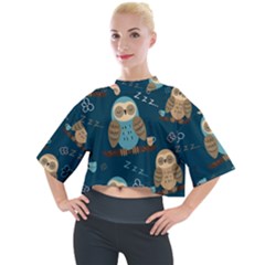 Seamless Pattern Owls Dreaming Mock Neck T-shirt by Apen