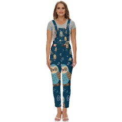 Seamless Pattern Owls Dreaming Women s Pinafore Overalls Jumpsuit by Apen