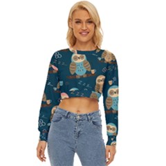 Seamless Pattern Owls Dreaming Lightweight Long Sleeve Sweatshirt by Apen